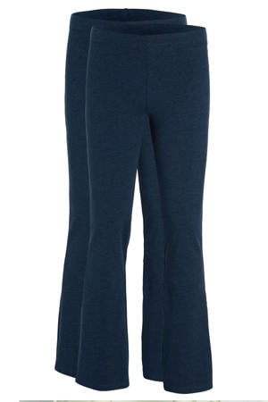 flared legging donkerblauw melange (set van 2)