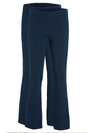 flared legging donkerblauw melange (set van 2)