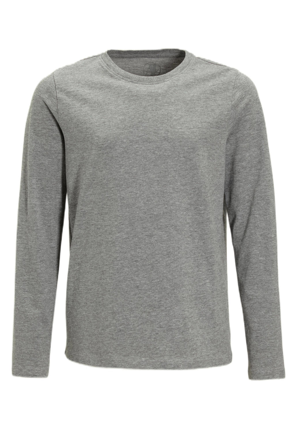 Grijs melange meisjes Anytime longsleeve melnage van katoen met lange mouwen en ronde hals