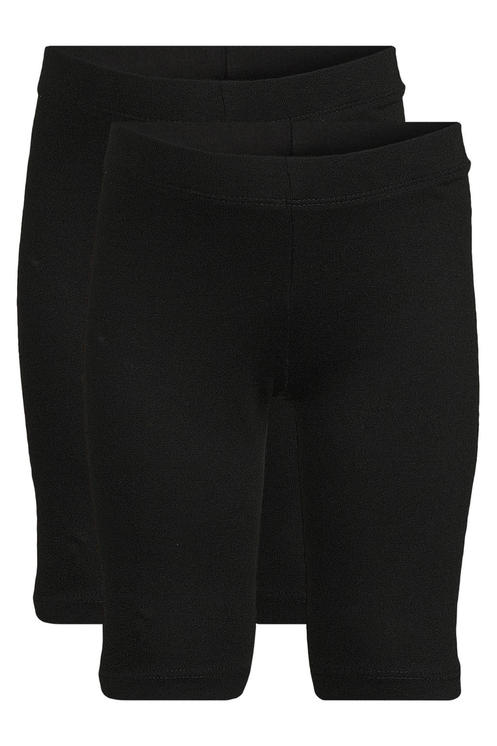 Set van 2 zwarte meisjes Anytime biker shorts van katoen met elastische tailleband en effen
