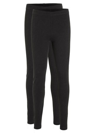 legging donkergrijs melange (set van 2)