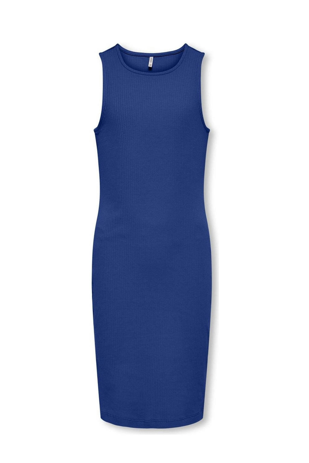 Blauwe meisjes KIDS ONLY GIRL zomerjurk van stretchkatoen met effen en ronde hals