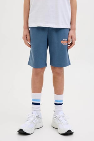 sweatshort JPSTLOGO met logo middenblauw