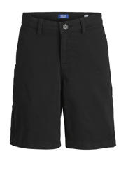 thumbnail: Zwarte jongens JACK & JONES JUNIOR casual short van stretchkatoen met relaxed, rits- en knoopsluiting en effen
