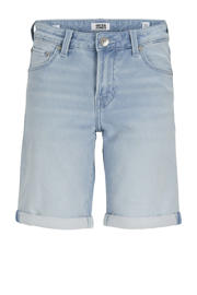 thumbnail: Blauwe jongens JACK & JONES JUNIOR short van denim met regular fit, regular waist, rits- en knoopsluiting en effen