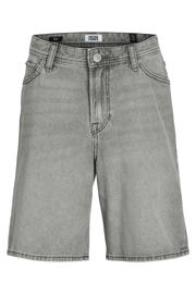 thumbnail: Grey denim jongens JACK & JONES JUNIOR short van stretchdenim met loose fit, high waist en effen