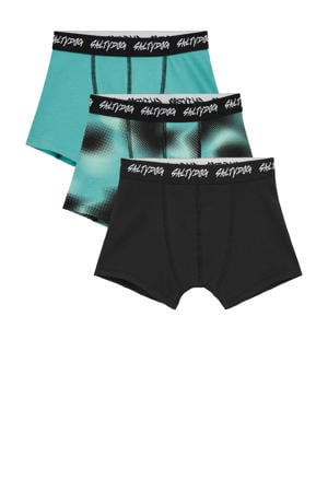 boxershort - turquoise/zwart (set van 3)