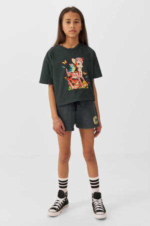 korte broek Steffie met printopdruk donkergrijs