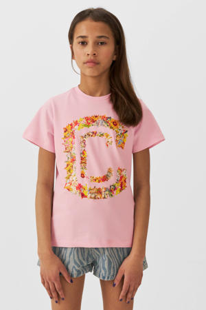 T-shirt Cara met printopdruk roze
