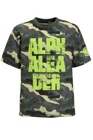 T-shirt Alex met printopdruk camouflage
