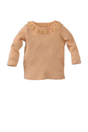 longsleeve Acadia met broderie en ruches zachtoranje