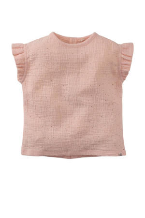 top Olimpia met ruches en broderie roze