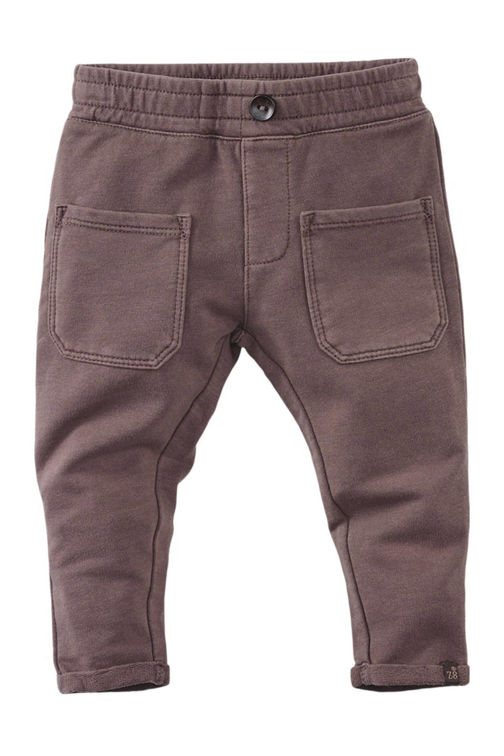 Bruine jongens Z8 newborn broek Samuele van katoen met elastische tailleband en effen
