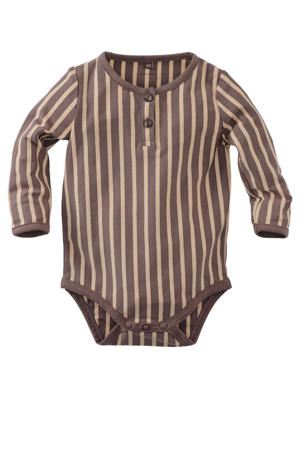 romper Alfredo met streepdessin bruin/zand