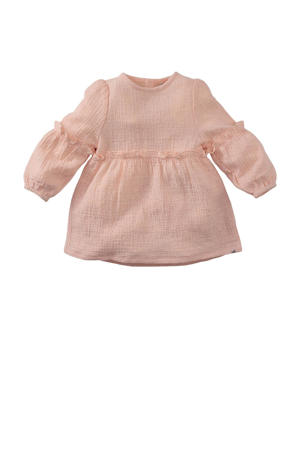 jurk Tavi met ruches en broderie lichtroze