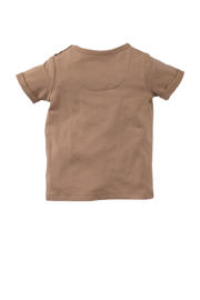 thumbnail: Bruine jongens Z8 newborn T-shirt Givano van stretchkatoen met printopdruk, korte mouwen, ronde hals en drukknoopsluiting
