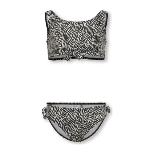KIDS ONLY GIRL crop bikini zwart/beige Meisjes Polyamide Dierenprint