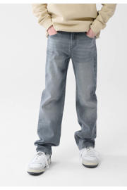 thumbnail: Medium blue denim jongens Shoeby straight  waist van denim met rits- en knoopsluiting en effen