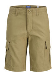 thumbnail: Lichtbruine jongens JACK & JONES JUNIOR loose cargo short van katoen met rits- en knoopsluiting en effen