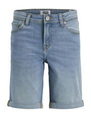 thumbnail: Medium blue denim jongens JACK & JONES JUNIOR short van stretchdenim met regular fit, regular waist en effen
