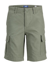thumbnail: Groene jongens JACK & JONES JUNIOR loose cargo short van katoen met rits- en knoopsluiting en effen