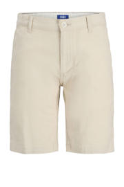 thumbnail: Ecru jongens JACK & JONES JUNIOR chino short van stretchkatoen met rits- en knoopsluiting en effen