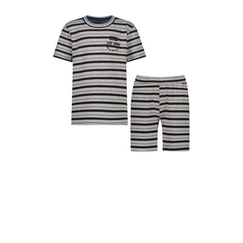 Vingino shortama grijs melange Jongens Katoen Ronde hals Streep