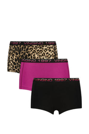 short - set van 3 paars/zwart/bruin