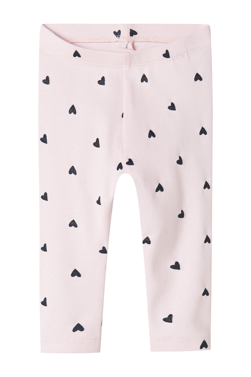 Lichtroze meisjes NAME IT BABY babybroek van stretchkatoen met elastische tailleband en hartjesprint