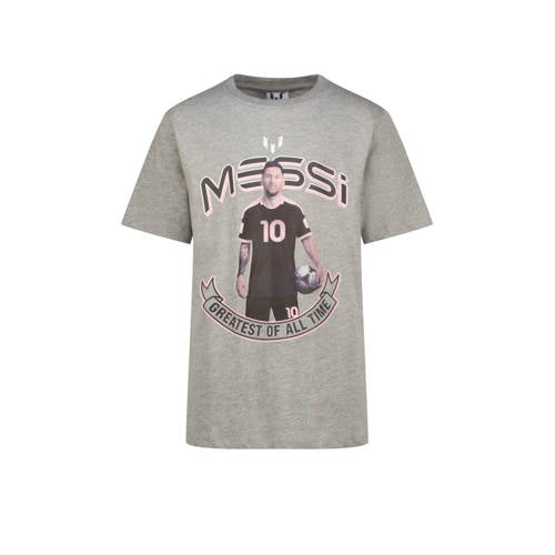 Messi T-shirt grijs Jongens Katoen Ronde hals Printopdruk