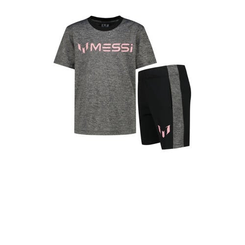 Messi T-shirt + korte broek zwart/grijs Set Jongens Polyester Ronde hals