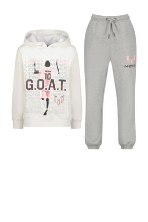 hoodie met joggingbroek wit/grijs melange