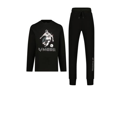 Messi pyjama antraciet Grijs Jongens Katoen Ronde hals Printopdruk
