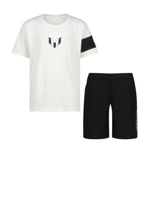 T-shirt + korte broek wit/zwart