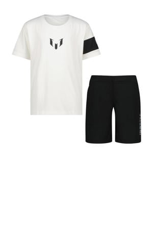T-shirt + korte broek wit/zwart