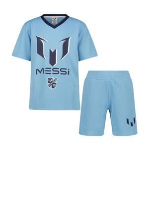 T-shirt + korte broek lichtblauw