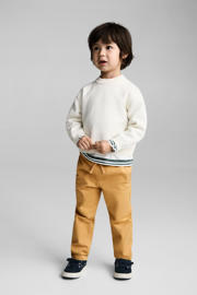 thumbnail: Gele jongens Mango Kids casual broek van stretchkatoen met elastische tailleband met koord en effen