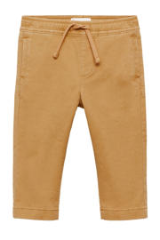 thumbnail: Gele jongens Mango Kids casual broek van stretchkatoen met elastische tailleband met koord en effen