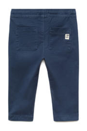 thumbnail: Blauwe jongens Mango Kids sweatpant van stretchkatoen met elastische tailleband met koord en effen