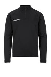 thumbnail: Zwarte jongens en meisjes Craft Junior voetbalshirt Evolve 2.0 van polyester met lange mouwen, opstaande kraag en halve rits