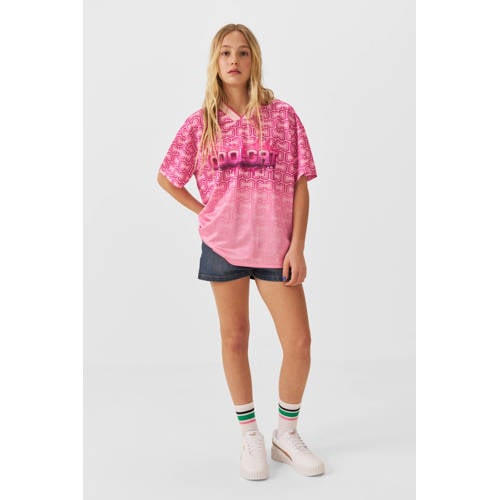 Coolcat football t-shirt Bailey roze Meisjes Polyester V-hals All over print