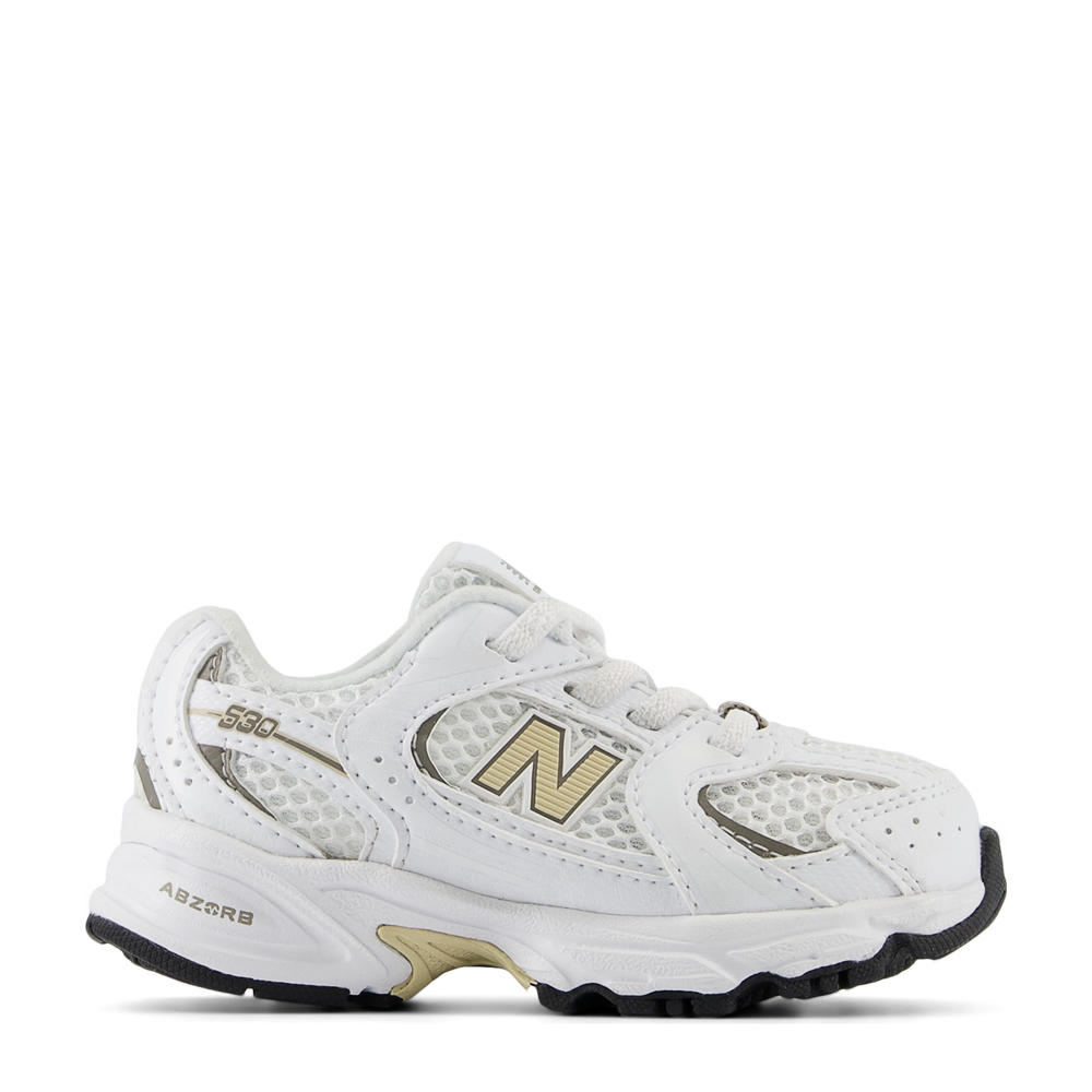 Wit en gouden jongens en meisjes New Balance 530 sneakers van imitatiesuede/mesh met veters