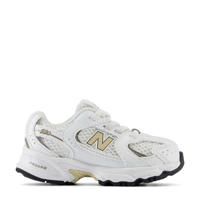 thumbnail: Wit en gouden jongens en meisjes New Balance 530 sneakers van imitatiesuede/mesh met veters