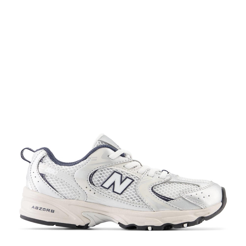 Wit en grijze jongens en meisjes New Balance 530 sneakers van synthetic met elastische veters
