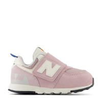 thumbnail: Lichtroze en witte jongens en meisjes New Balance 574 sneakers van suede/voering: textiel/voetbed: eva met klittenband