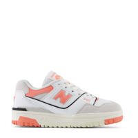 thumbnail: Wit, beige en oranje jongens en meisjes New Balance 550 sneakers van imitatieleer/suede met veters