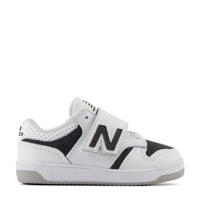 thumbnail: Wit en zwarte jongens en meisjes New Balance 480 sneakers van imititatieleer/suede met veter- met klittenbandsluiting