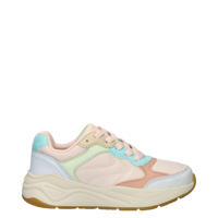 thumbnail: Lichtroze jongens en meisjes Skechers Nova Jogger chunky sneakers van imitatieleer en nylon met veters