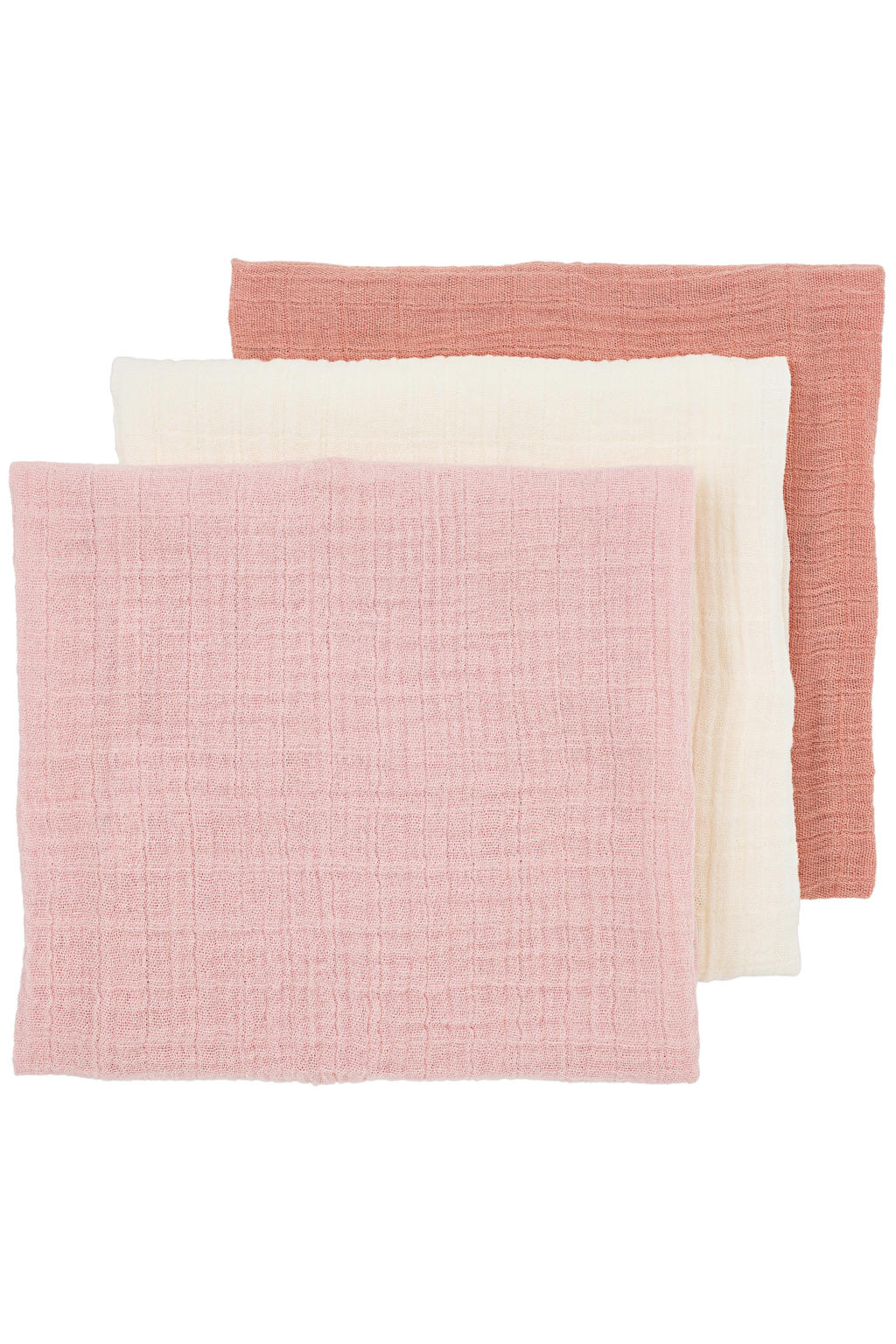 Meyco pre-washed hydrofiele doek - soft rose/rose/natural (set van 3)