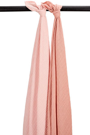 pre-washed hydrofiele swaddle - soft rose/rose (set van 2)